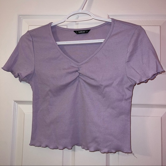SHEIN Tops - Shein Cropped Purple T-Shirt